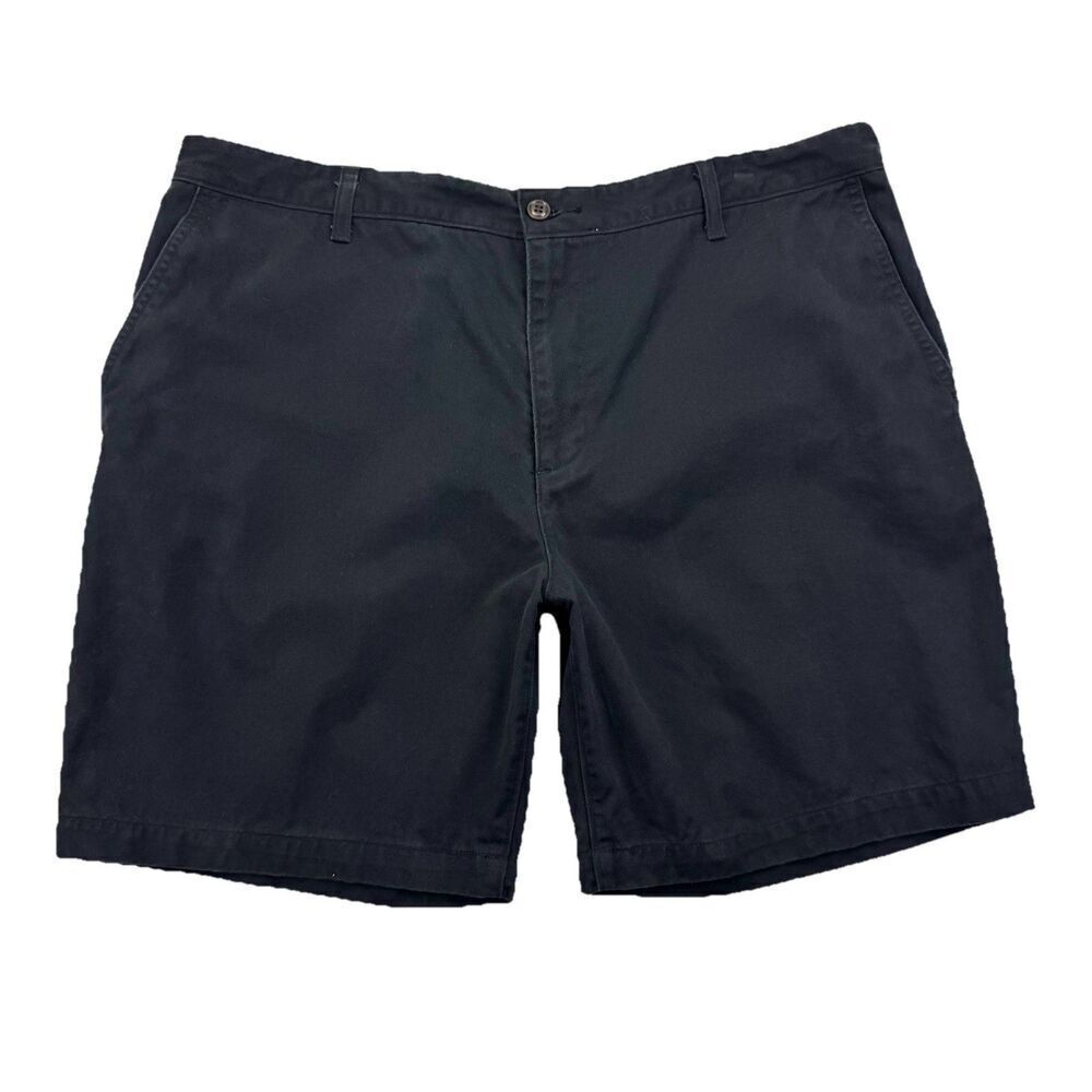 Dockers WaterLess Shorts Mens 40 Black Chino Flat Front Casual Cotton